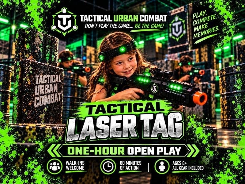 Open Play Laser Tag — 60 minutes · ages 8+